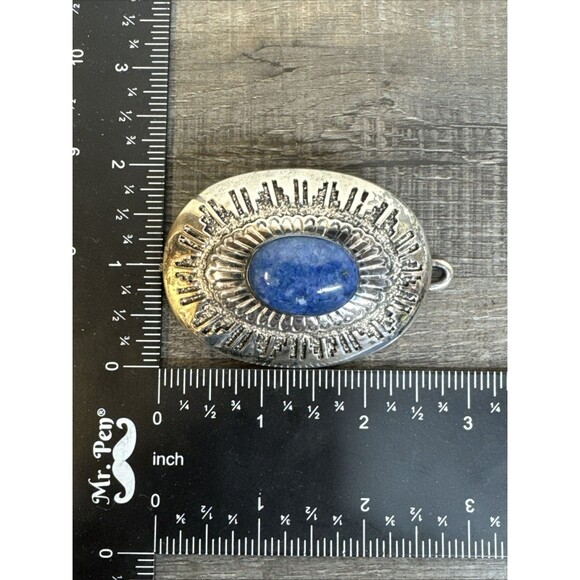 Vtg Tommy Jackson Navajo Sterling Silver Lapis Belt Buckle Heavy 84gr Native main image 2